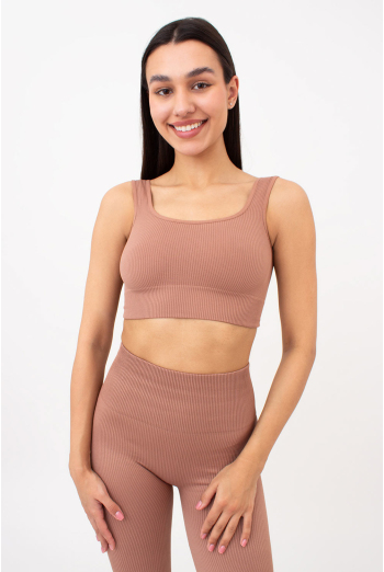 Бесшовный топ в рубчик на широких бретелях TOP RIB Giulia (mokko), коричневый Бесшовный топ в рубчик на широких бретелях TOP RIB Giulia (mokko), коричневый