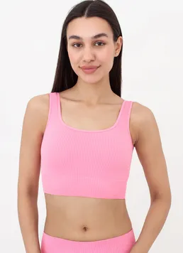Бесшовный топ в рубчик на широких бретелях TOP RIB Giulia (rosa pink), розовый