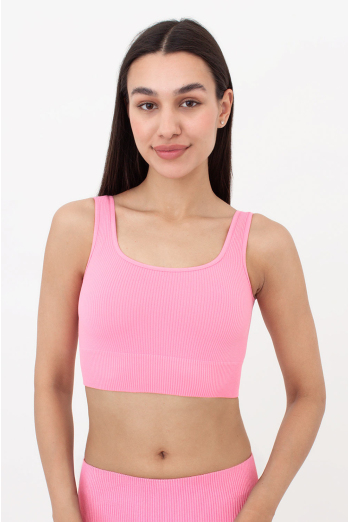 Бесшовный топ в рубчик на широких бретелях TOP RIB Giulia (rosa pink), розовый
