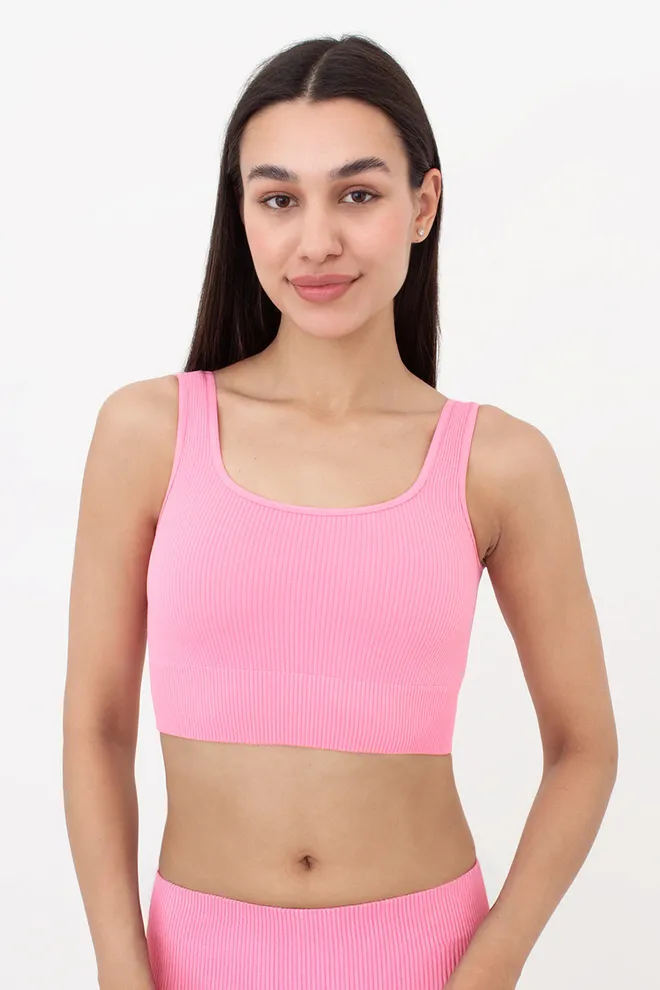 Безшовний топ в рубчик на широких бретелях TOP RIB Giulia (rosa pink), рожевий
