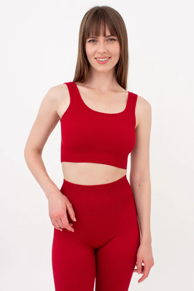 Безшовний топ в рубчик на широких бретелях TOP RIB Giulia (winery), бордовий