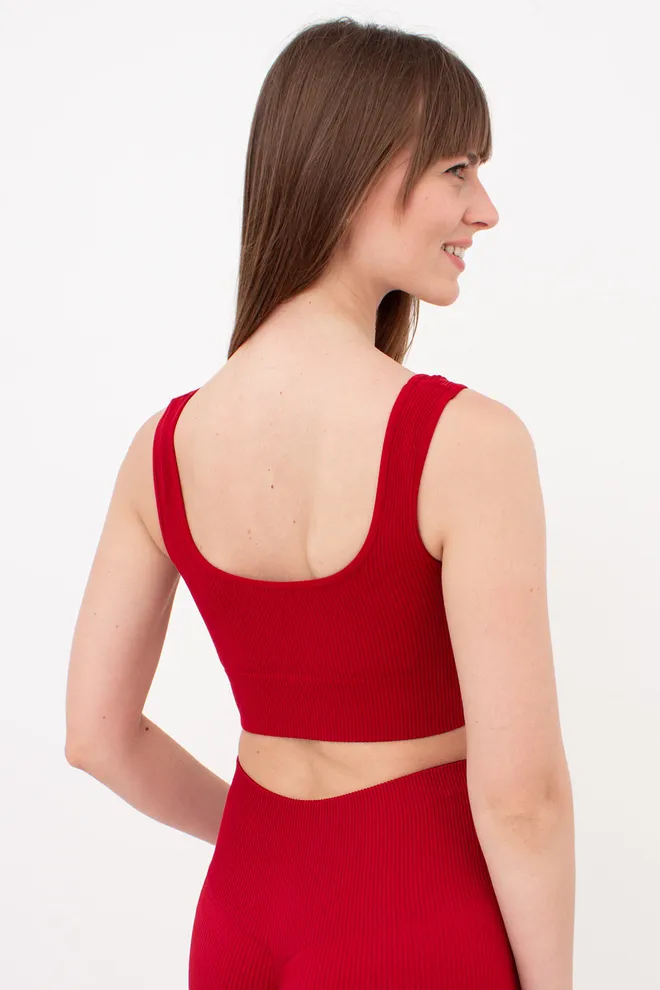 Безшовний топ в рубчик на широких бретелях TOP RIB Giulia (winery), бордовий