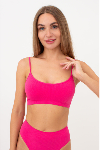 Безшовний топ в рубчик на тонких бретелях CAMI TOP RIB Giulia (bright pink), рожевий