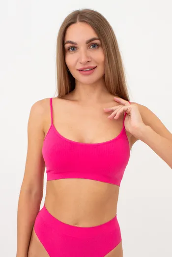 Бесшовный топ в рубчик на тонких бретелях CAMI TOP RIB Giulia (bright pink), розовый Бесшовный топ в рубчик на тонких бретелях CAMI TOP RIB Giulia (bright pink), розовый