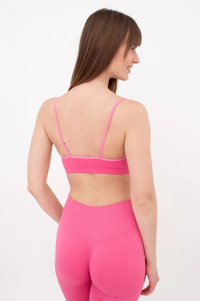 Безшовний топ в рубчик на тонких бретелях CAMI TOP RIB Giulia (bubblegum), рожевий