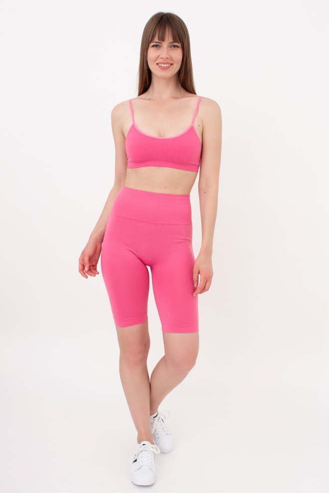 Бесшовный топ в рубчик на тонких бретелях CAMI TOP RIB Giulia (bubblegum), розовый