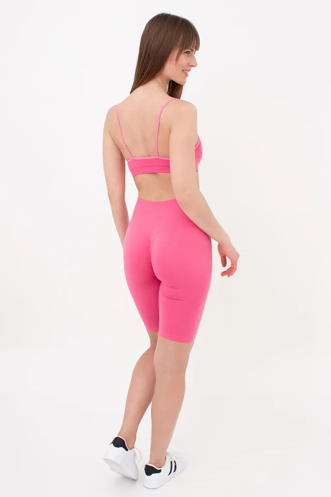 Безшовний топ в рубчик на тонких бретелях CAMI TOP RIB Giulia (bubblegum), рожевий