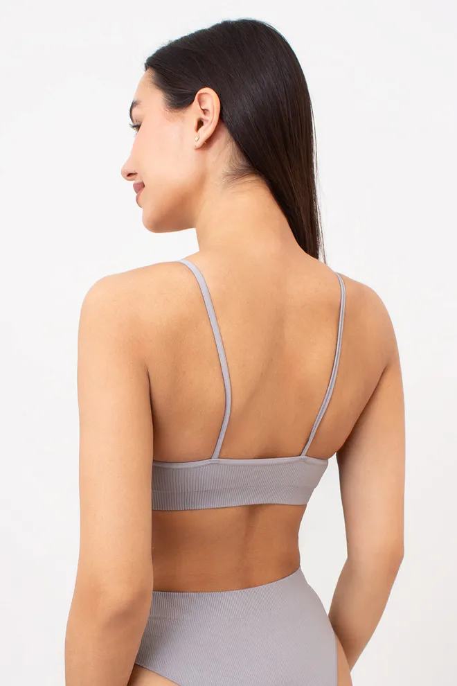 Безшовний топ в рубчик на тонких бретелях CAMI TOP RIB Giulia (griffin), сірий