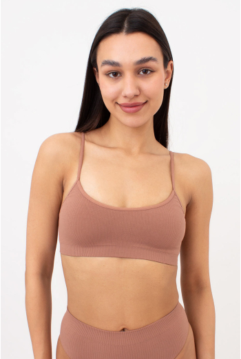 Бесшовный топ в рубчик на тонких бретелях CAMI TOP RIB Giulia (mokko), коричневый Бесшовный топ в рубчик на тонких бретелях CAMI TOP RIB Giulia (mokko), коричневый