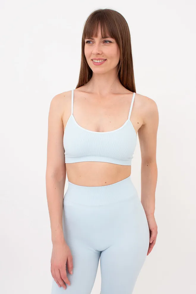 Безшовний топ в рубчик на тонких бретелях CAMI TOP RIB Giulia (spun sugar), блакитний
