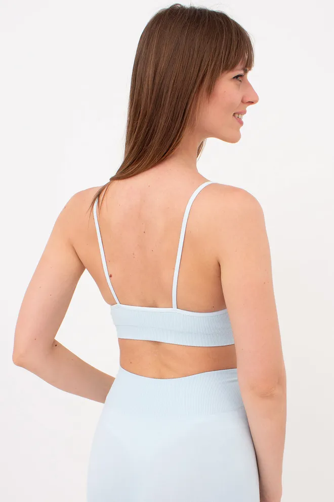 Безшовний топ в рубчик на тонких бретелях CAMI TOP RIB Giulia (spun sugar), блакитний