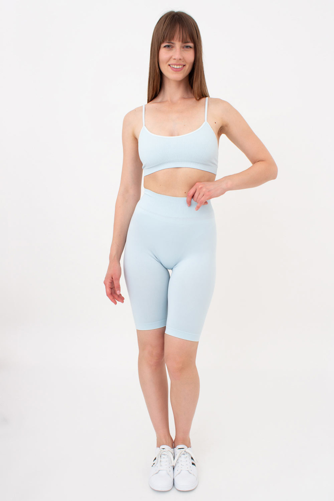 Бесшовный топ в рубчик на тонких бретелях CAMI TOP RIB Giulia (spun sugar), голубой