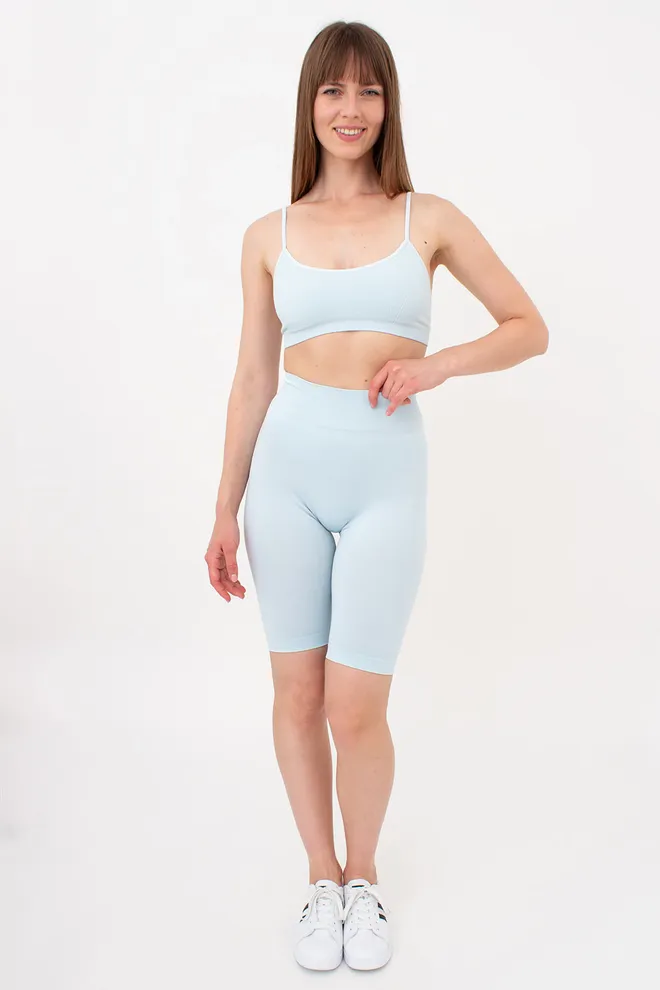 Безшовний топ в рубчик на тонких бретелях CAMI TOP RIB Giulia (spun sugar), блакитний