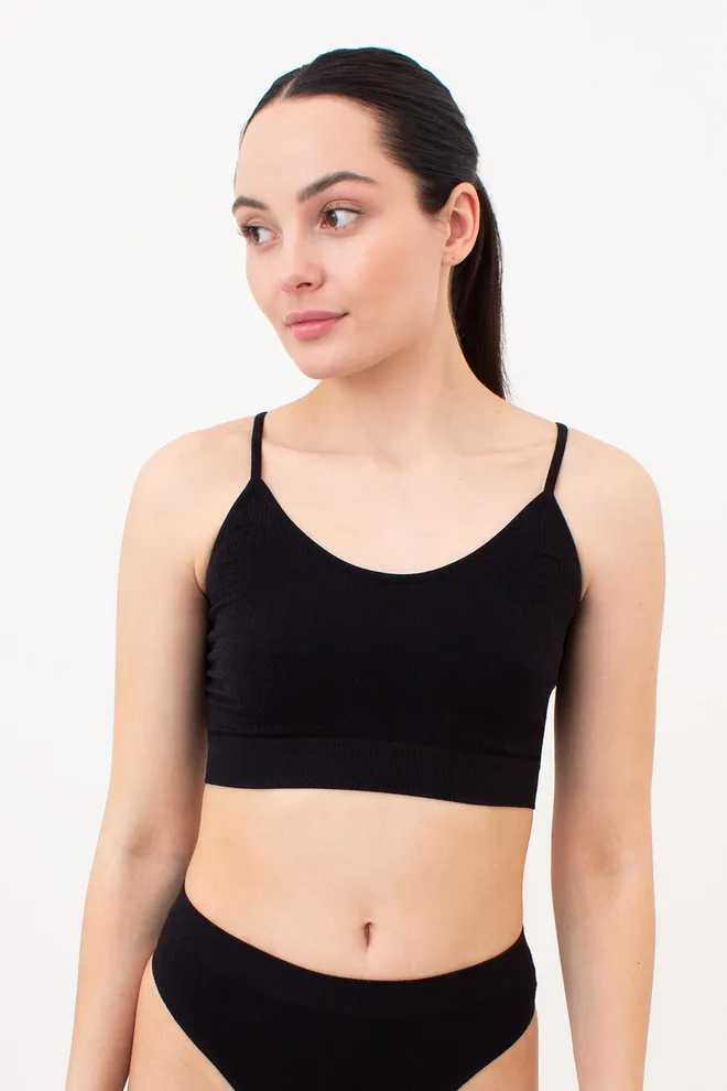 Безшовний топ з фактурним візерунком косичка CAMI TOP BRAID Giulia (black), чорний