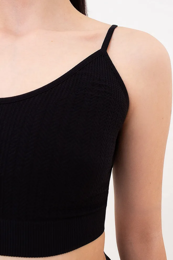 Безшовний топ з фактурним візерунком косичка CAMI TOP BRAID Giulia (black), чорний