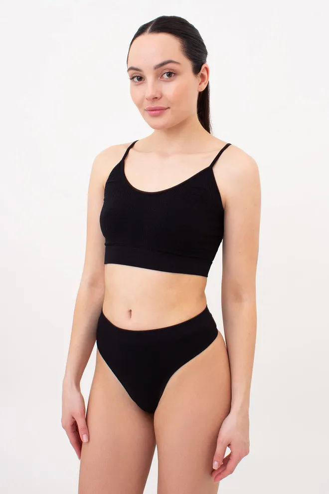 Безшовний топ з фактурним візерунком косичка CAMI TOP BRAID Giulia (black), чорний