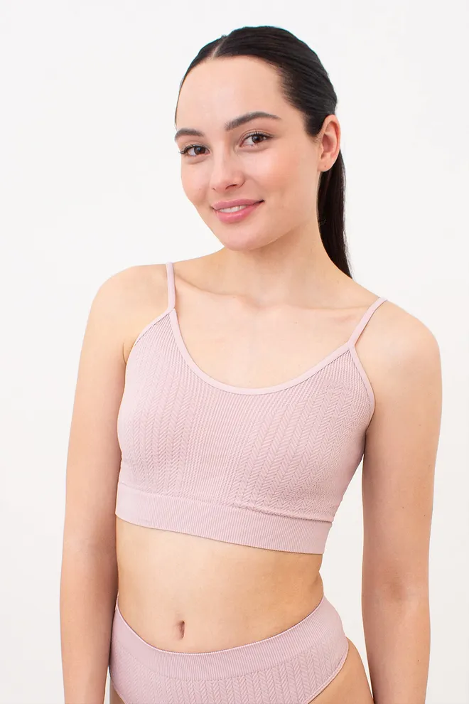 Безшовний топ з фактурним візерунком косичка CAMI TOP BRAID Giulia (burnished lilac), рожевий