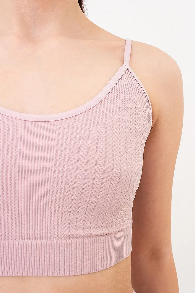 Безшовний топ з фактурним візерунком косичка CAMI TOP BRAID Giulia (burnished lilac), рожевий