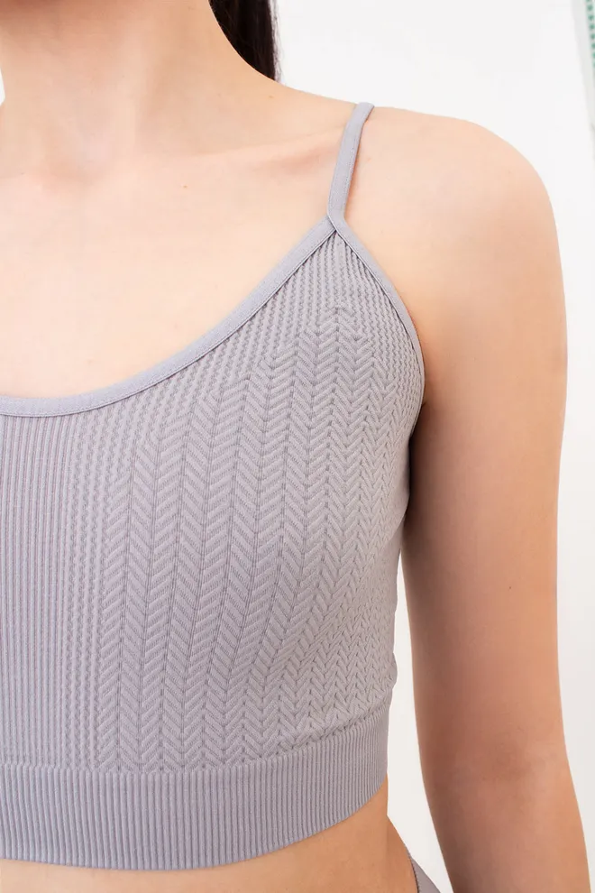 Безшовний топ з фактурним візерунком косичка CAMI TOP BRAID Giulia (griffin), сірий