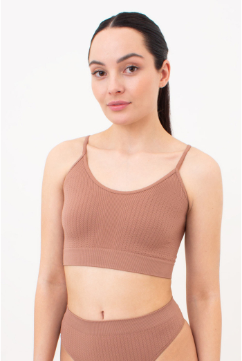 Бесшовный топ с фактурным узором косичка CAMI TOP BRAID Giulia (mokko), коричневый