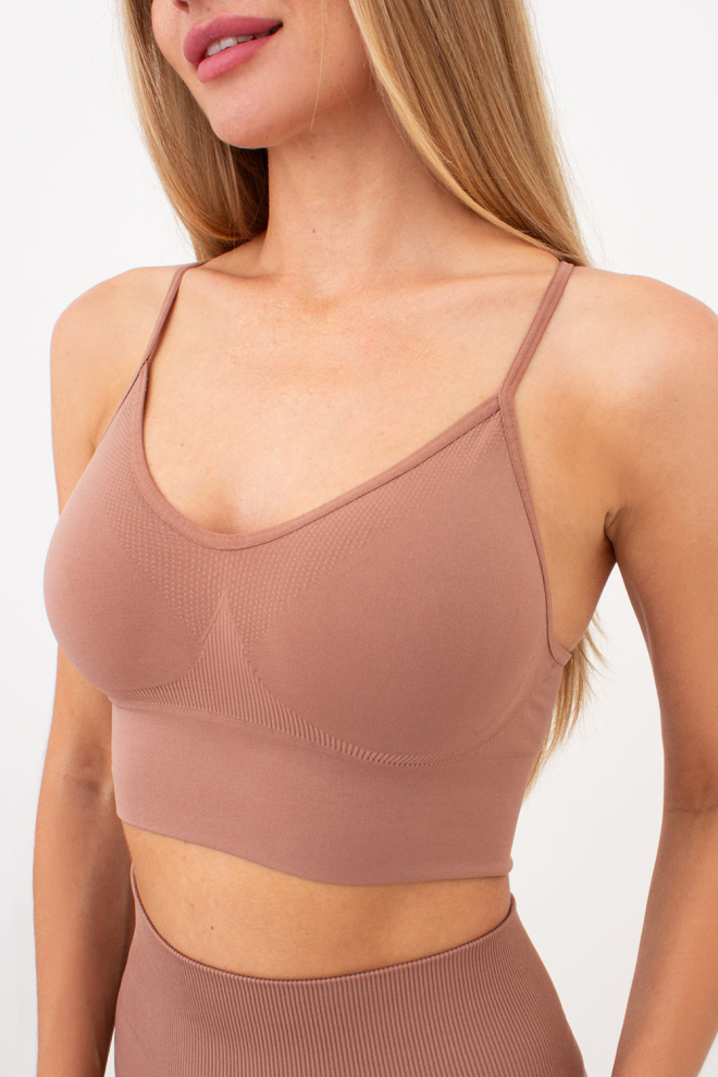 Бесшовный топ с моделирующим эффектом FLEX TOP Giulia (mokko), коричневый