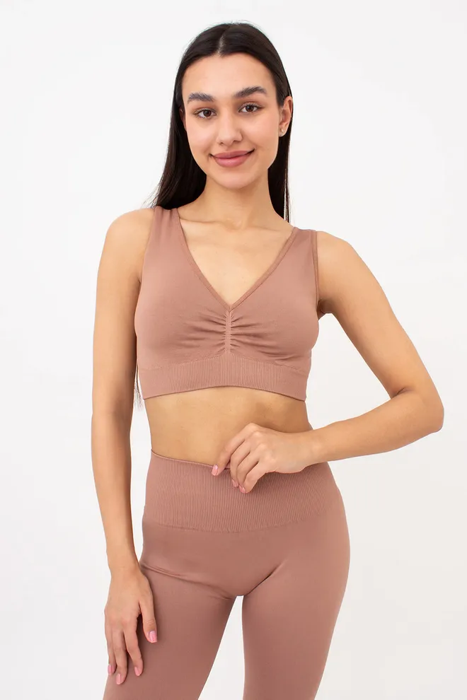 Безшовний топ з push-up TOP SHAPE Giulia (mokko), коричневий