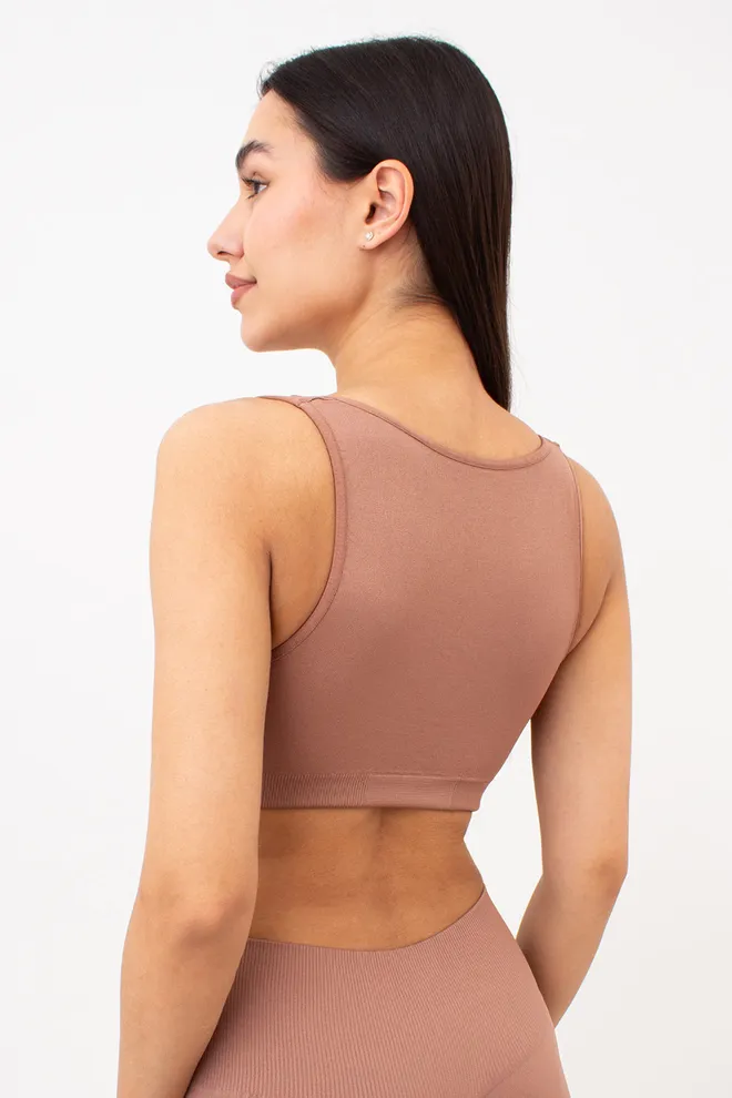 Безшовний топ з push-up TOP SHAPE Giulia (mokko), коричневий