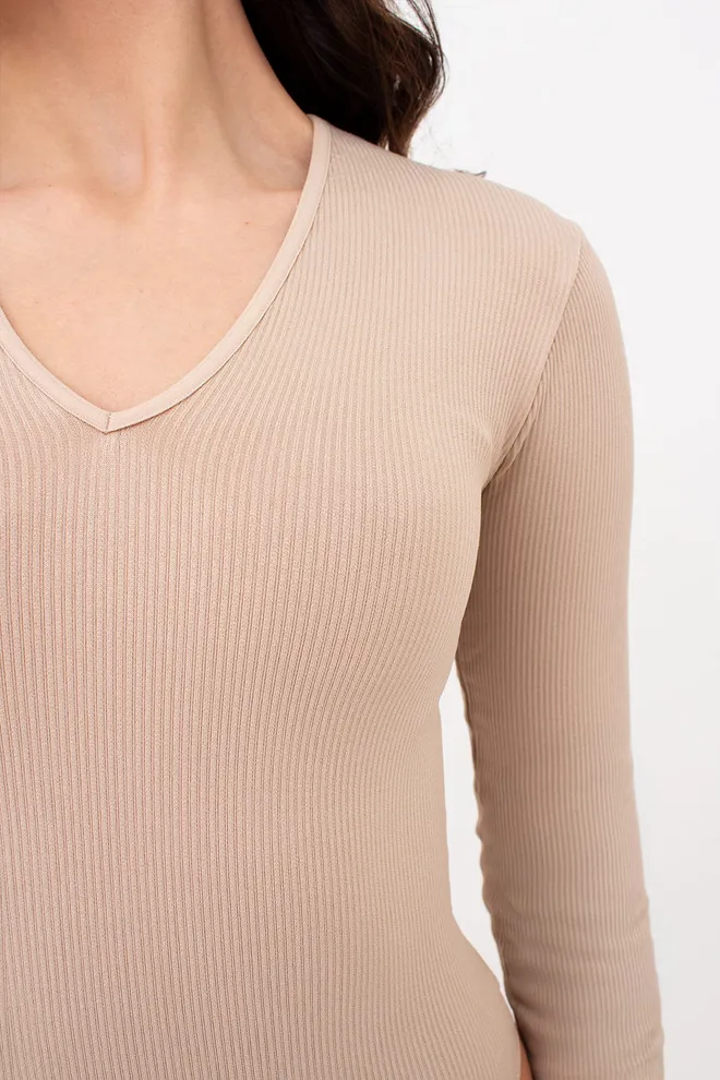 Боді лонгслів безшовне в рубчик BODY LONG SLEEVE RIB Giulia (naturale), бежевий