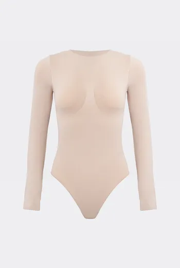 Бесшовное боди BODY LONGSLEEVE Giulia (light nude), бежевый