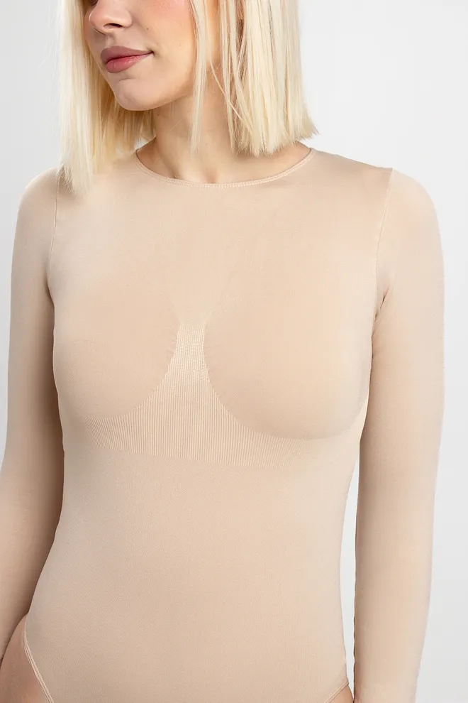 Бесшовное боди BODY LONGSLEEVE Giulia (light nude), бежевый
