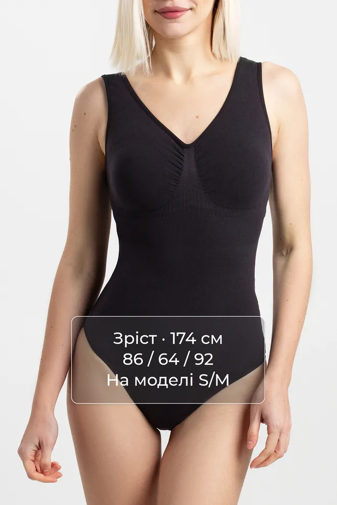 Бесшовное боди-слипы из микрофибры BODY SLIP SHAPEWEAR Giulia (black), черный