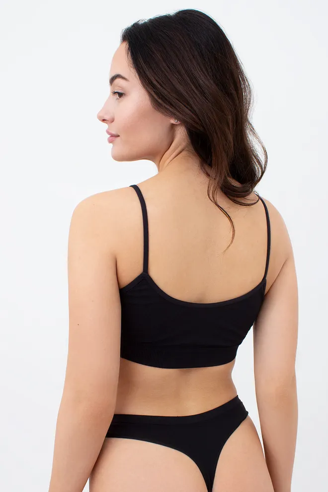 Безшовний топ на тонких бретелях CAMI TOP Giulia (black), чорний