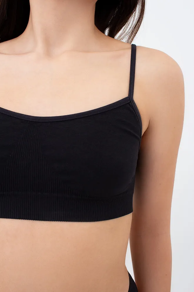 Безшовний топ на тонких бретелях CAMI TOP Giulia (black), чорний