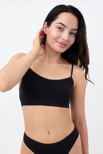 Бесшовный топ на тонких бретелях CAMI TOP Giulia (black), черный