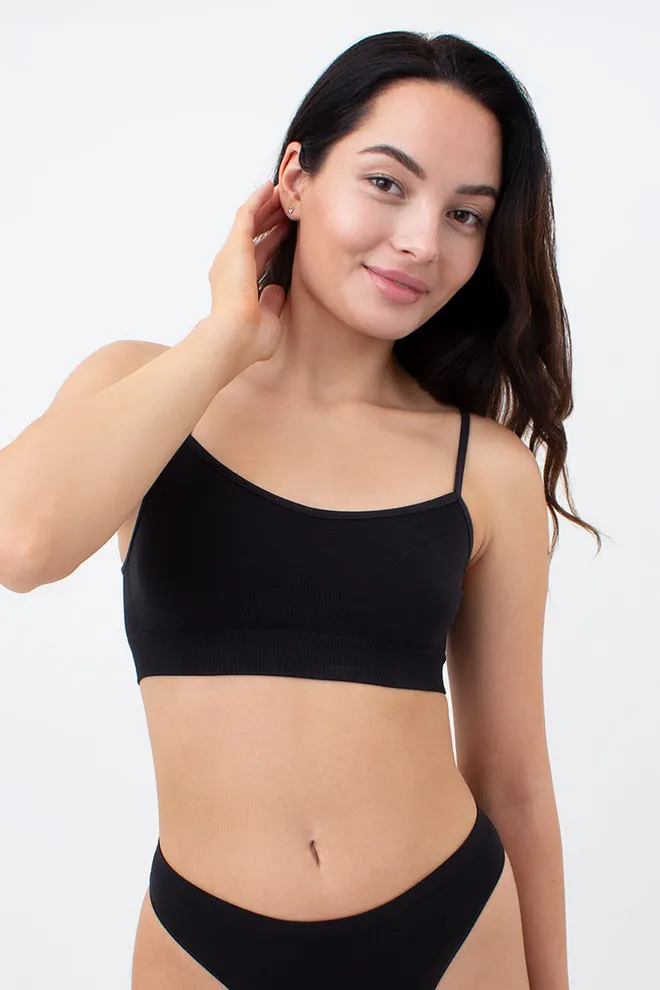 Безшовний топ на тонких бретелях CAMI TOP Giulia (black), чорний