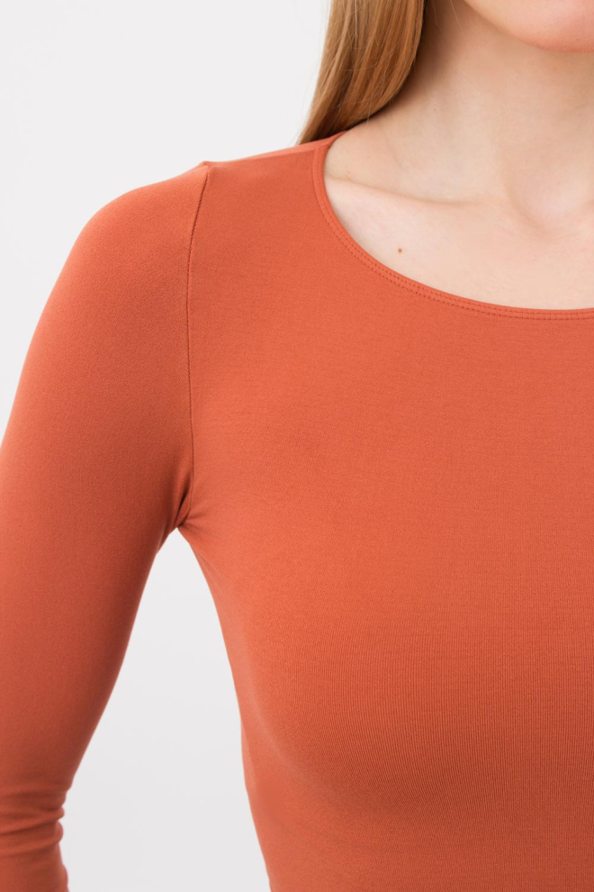 Топ укороченный с длинным рукавом CROP TOP Giulia (burnt sienna), оранжевый