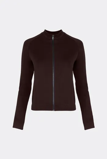 Бесшовный лонгслив с молнией JACKET Giulia (hot chocolate), коричневый