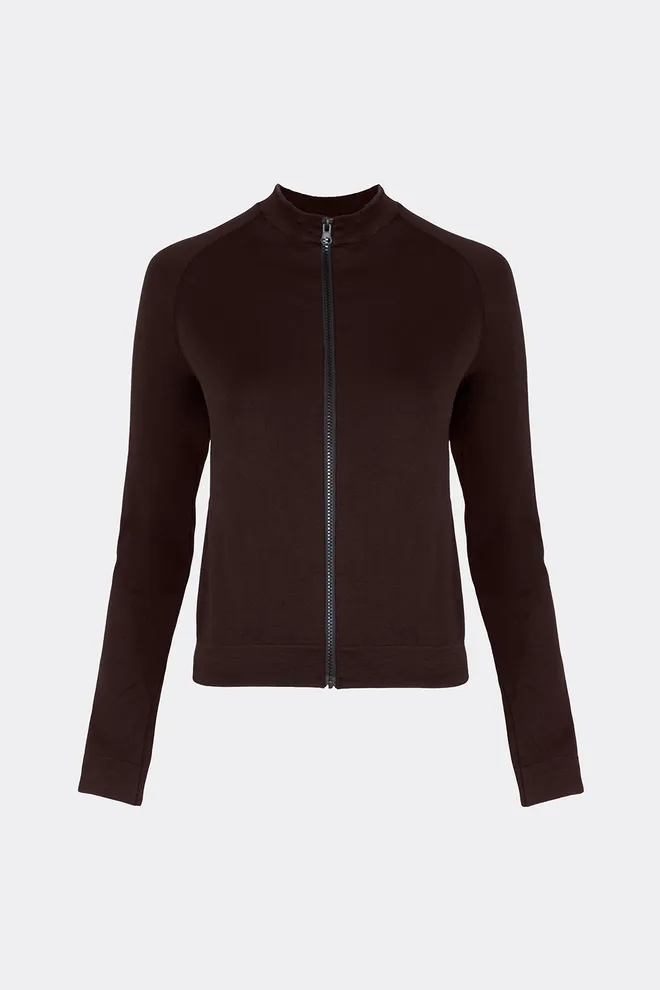 Бесшовный лонгслив с молнией JACKET Giulia (hot chocolate), коричневый