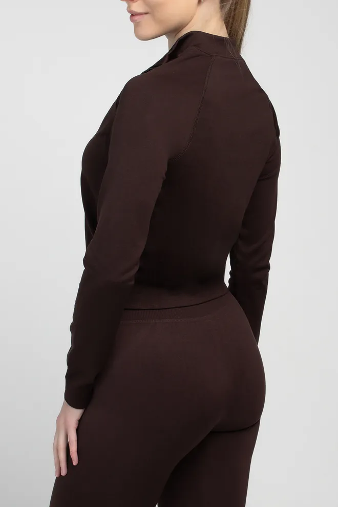 Бесшовный лонгслив с молнией JACKET Giulia (hot chocolate), коричневый