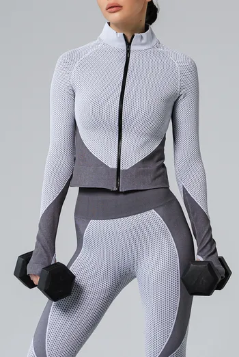 Лонгслив на молнии JACKET SPORT FIT Giulia (white/grey), белый/серый Лонгслив на молнии JACKET SPORT FIT Giulia (white/grey), белый/серый