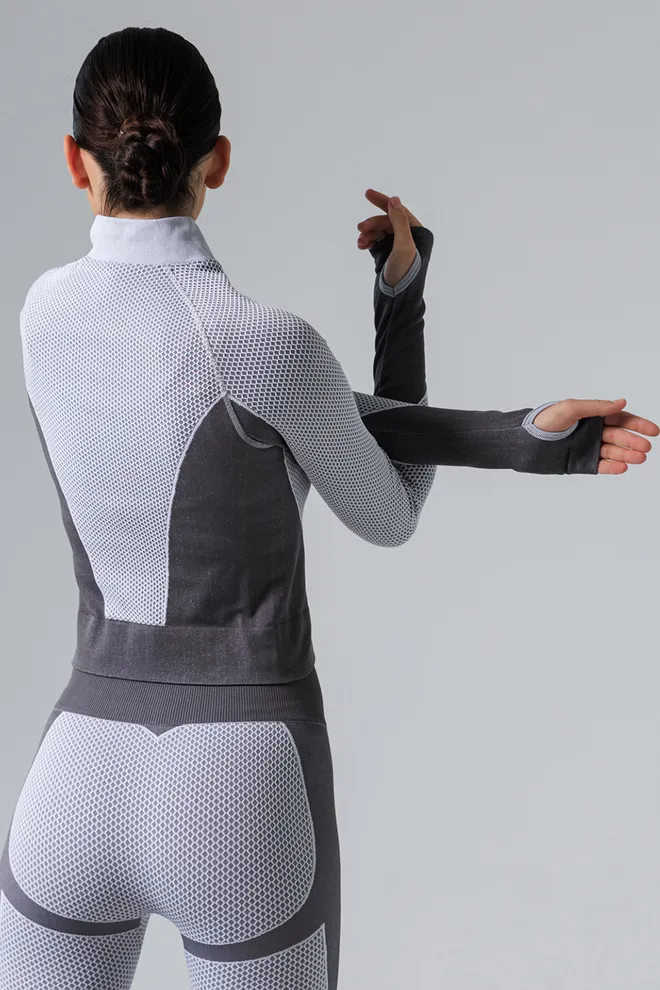 Лонгслив на молнии JACKET SPORT FIT Giulia (white/grey), белый/серый