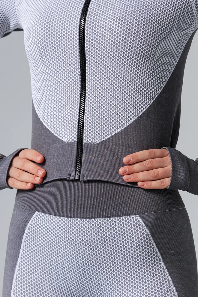 Лонгслив на молнии JACKET SPORT FIT Giulia (white/grey), белый/серый