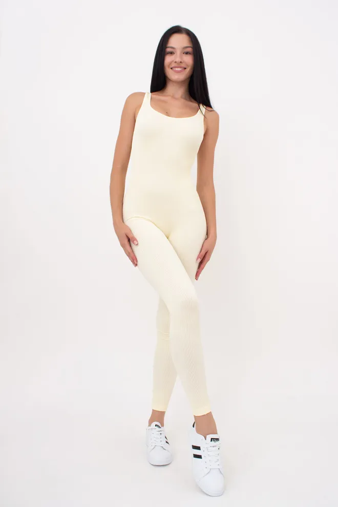 Комбинезон в рубчик IND JUMPSUIT RIB GIULIA x Lichi by Lichi (milk), желтый