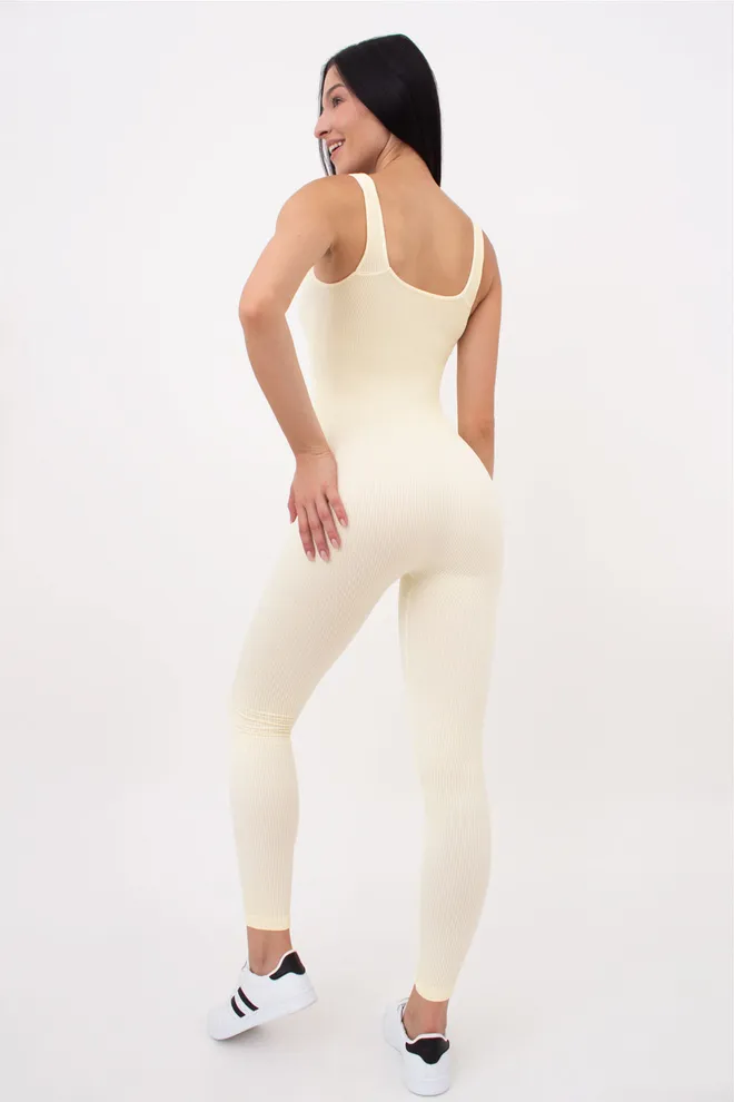 Комбинезон в рубчик IND JUMPSUIT RIB GIULIA x Lichi by Lichi (milk), желтый