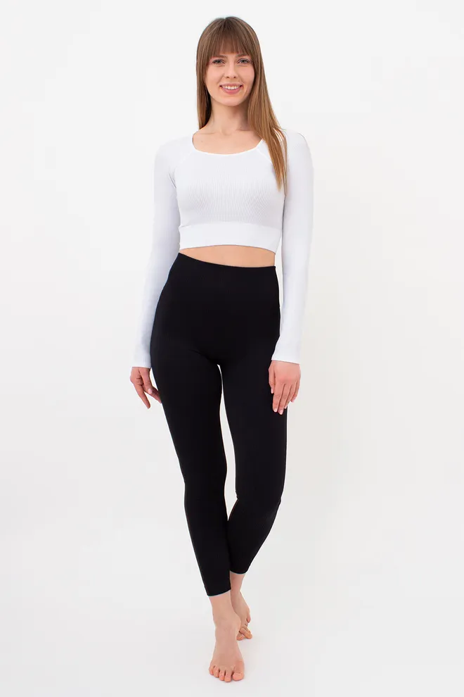 Кроп-топ лонгслів в рубчик CROP TOP RIB Giulia (white), білий