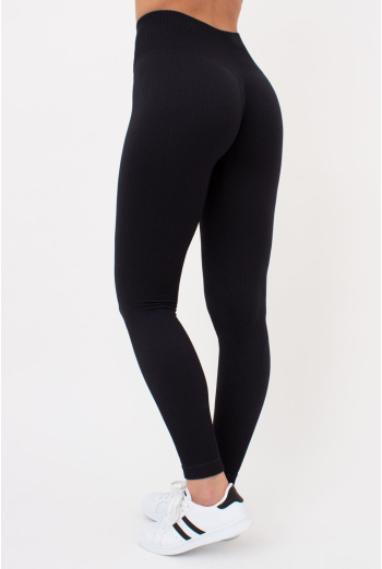 Леггинсы спортивные в рубчик с моделирующим швом LEGGINGS RIB Giulia (black), черный