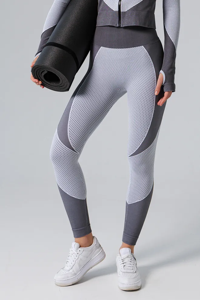 Леггинсы с акцентными вставками LEGGINGS SPORT FIT Giulia (white/grey), белый/серый