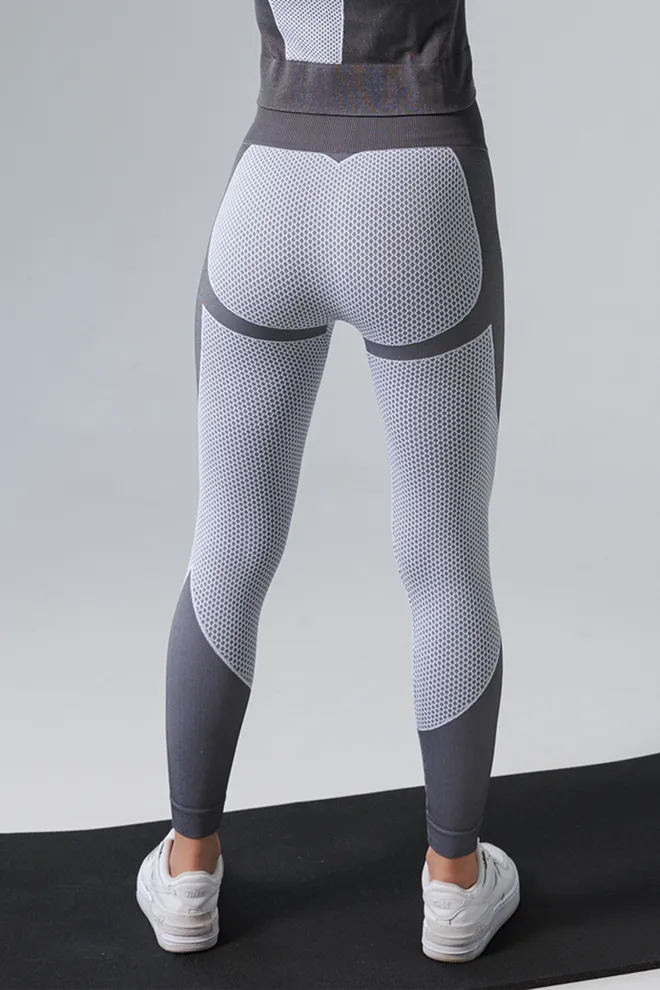 Леггинсы с акцентными вставками LEGGINGS SPORT FIT Giulia (white/grey), белый/серый