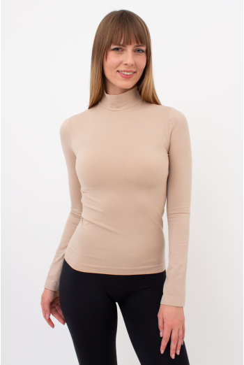 Бесшовный лонгслив с короткой горловиной LONG SLEEVE NECK Giulia (naturale), бежевый