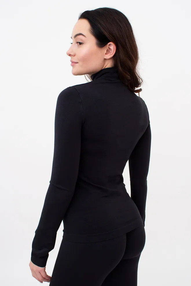 Безшовний лонгслів з короткою горловиною LONG SLEEVE NECK Giulia (nero), чорний